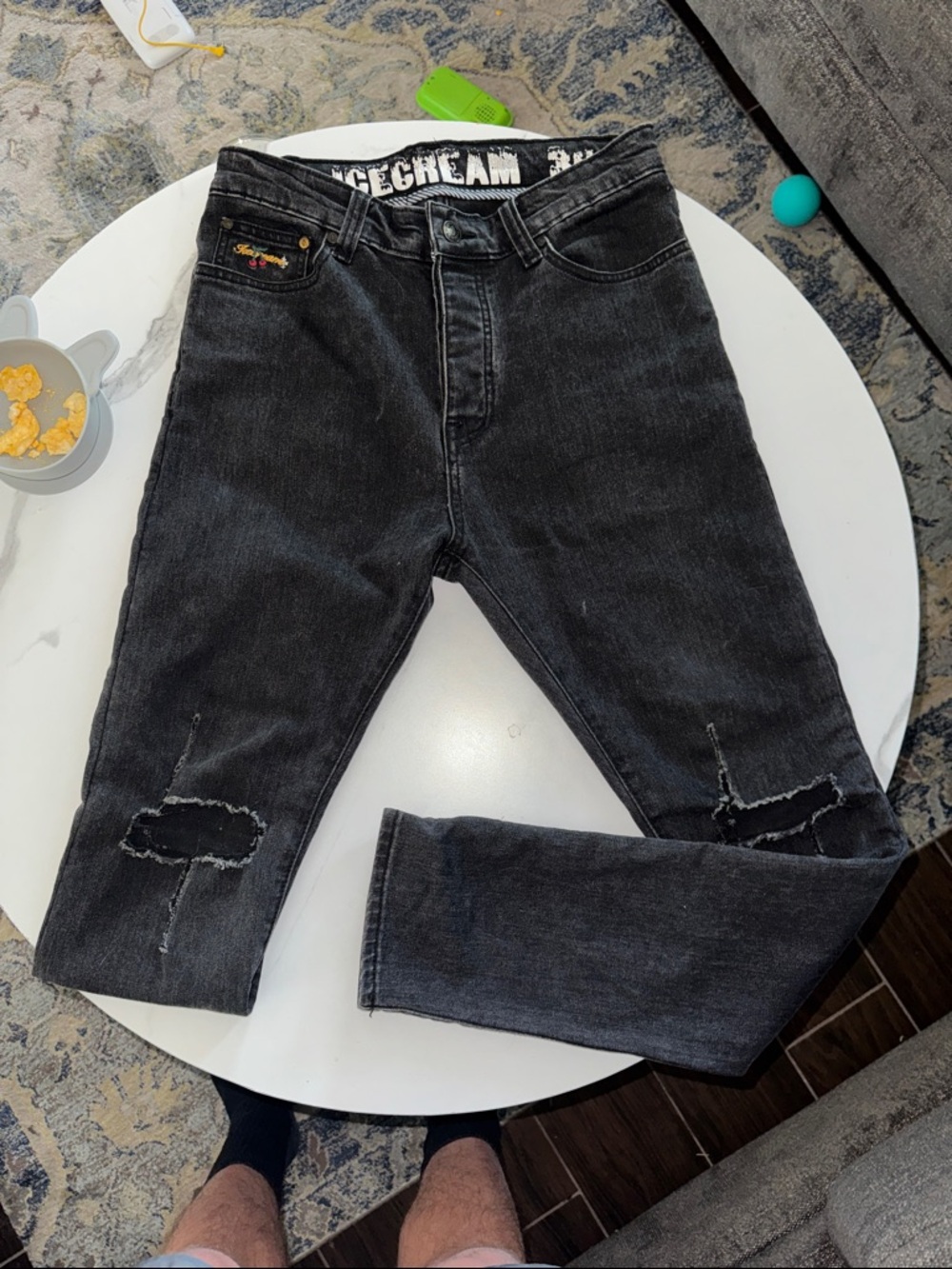 Icecream Black Distressed Slim Straight Men's Jeans